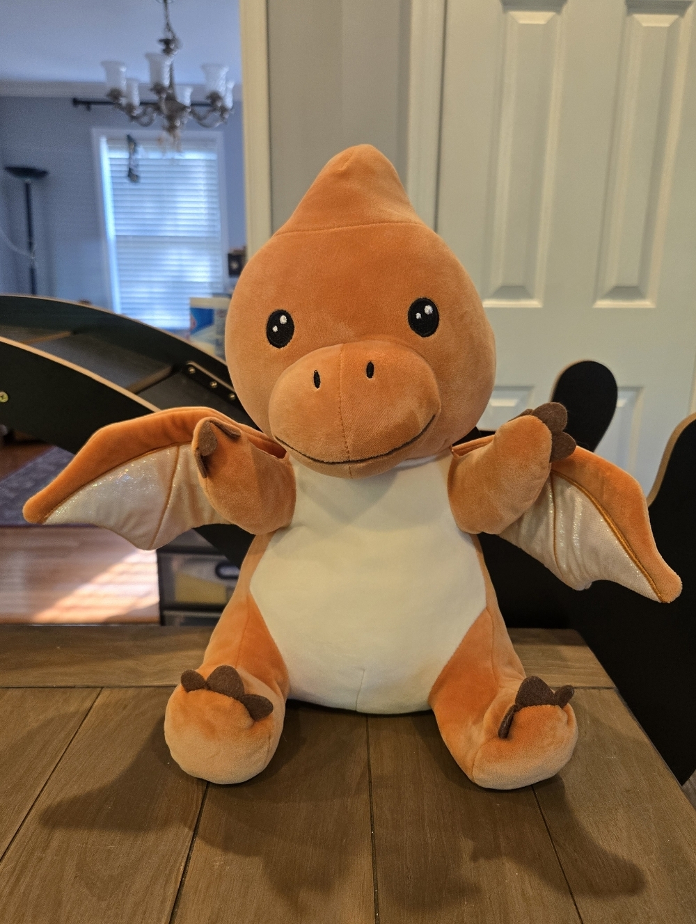 Plush Orange Pterodactyl Dinosaur Stuffed Animal Adorable Sparkle Wings